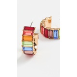 Kenneth Jay Lane Gold Hoop Earrings with Rainbow Baguette