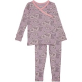 Kickee Pants Kids Long Sleeve Scallop Kimono Pajama Set (Toddleru002FLittle Kidsu002FBig Kids)