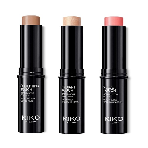  KIKO MILANO - Face stick set | Contour stick + Highlighter stick + Blush stick | Hypoallergenic | Made in Italy