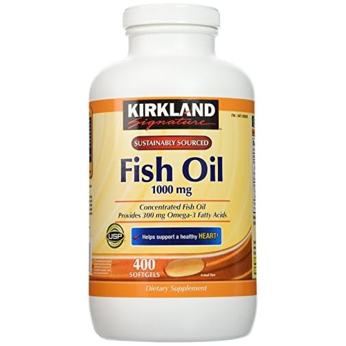  Kirkland Signature Natural Fish Oil Concentrate with Omega-3 Fatty Acids - 400 Softgels (Pack of 2)