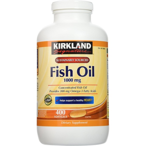  Kirkland Signature Natural Fish Oil Concentrate with Omega-3 Fatty Acids - 400 Softgels (Pack of 2)