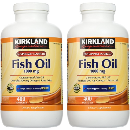  Kirkland Signature Natural Fish Oil Concentrate with Omega-3 Fatty Acids - 400 Softgels (Pack of 2)