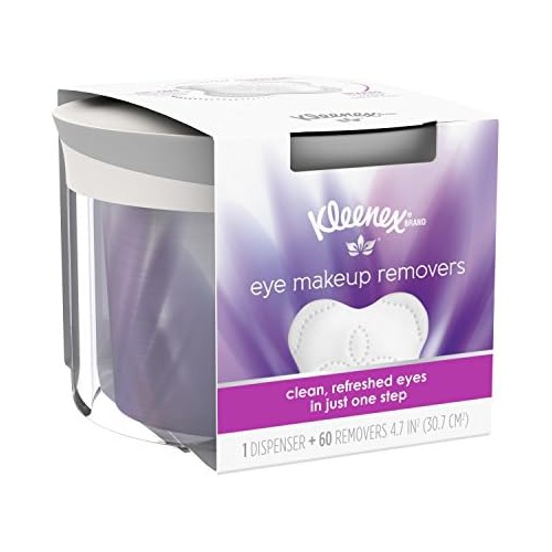  Kleenex Moist Eye Makeup Remover, Refillable Dispenser & Removers, 60 Count