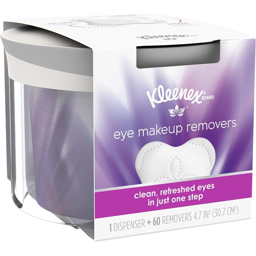  Kleenex Moist Eye Makeup Remover, Refillable Dispenser & Removers, 60 Count