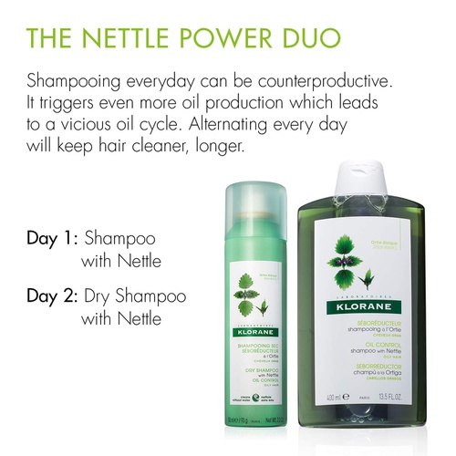  Klorane Shampoo with Nettle for Oily Hair and Scalp, Regulates Oil Production, Paraben, Silicone, SLS Free