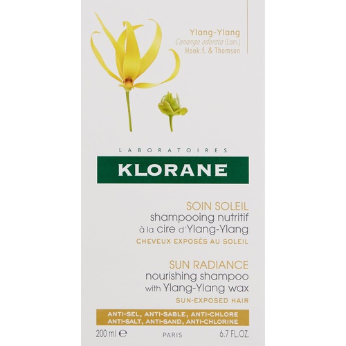  Klorane Nourishing Shampoo with Ylang-Ylang Wax, Sun Exposure and UV Protection, Removes Salt, Sand, Chlorine, Sunscreen Build-up