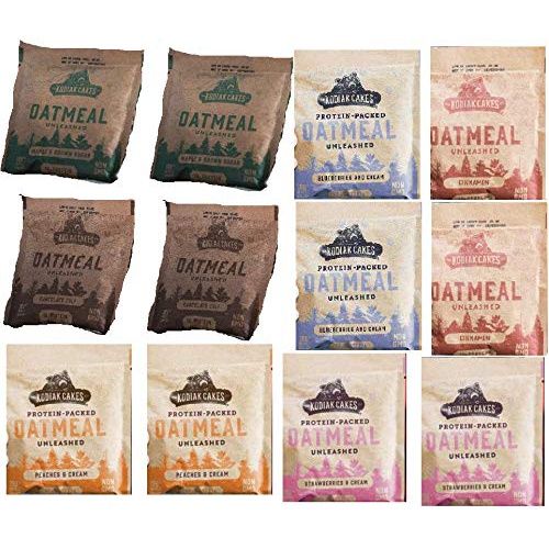  Kodiak Cakes Oatmeal Unleashed Instant Packets Sampler Set - Try all 6 Flavors - Maple and Brown Sugar, Cinnamon, Strawberries n Cream, Blueberry, Peaches & Cream And Chocolate Chi