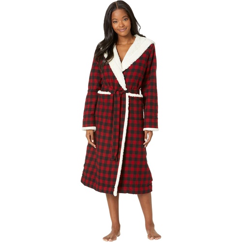  L.L.Bean Scotch Plaid Flannel Sherpa Lined Long Robe