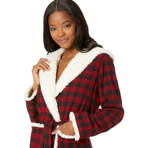  L.L.Bean Scotch Plaid Flannel Sherpa Lined Long Robe