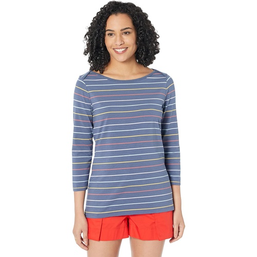  L.L.Bean Soft Stretch Supima Boatneck 3/4 Sleeve Stripe