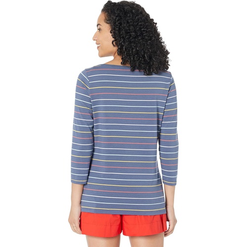  L.L.Bean Soft Stretch Supima Boatneck 3/4 Sleeve Stripe