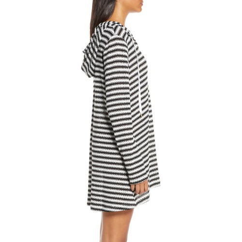  La Blanca Slouchy Hooded Sweater Cover-Up Tunic_BLACK/ WHITE
