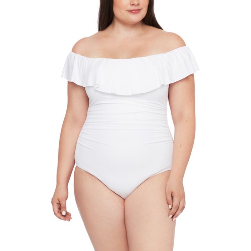 La Blanca Off the Shoulder One-Piece Swimsuit_WHITE