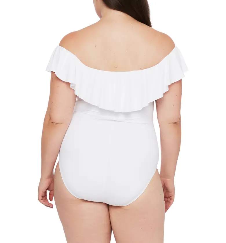  La Blanca Off the Shoulder One-Piece Swimsuit_WHITE