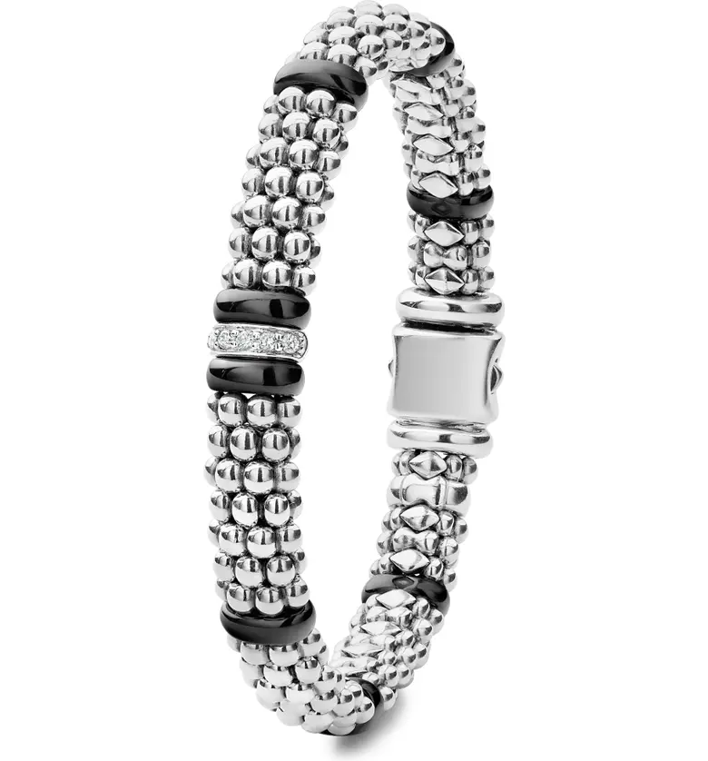  LAGOS Black Caviar Diamond One-Link Bracelet_SILVER/ BLACK CERAMIC/ DIAMOND