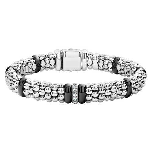  LAGOS Black Caviar Diamond One-Link Bracelet_SILVER/ BLACK CERAMIC/ DIAMOND