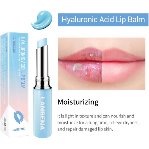  LANBENA Hyaluronic Acid Lip Balm Moisturizing Lips Reduce Fine Lines Relieve Dryness Long-Lasting Protection Nourishing Lip Care (1.8g / 0.06 fl oz)