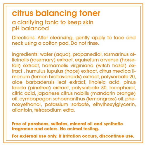  LATHER Citrus Balancing Toner 6 oz  herbal facial toner to keep normal to oily skin in balance