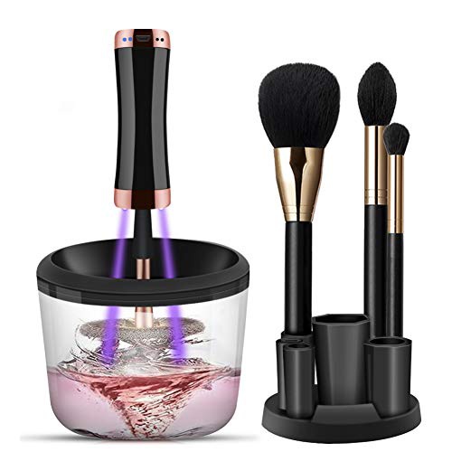  LEYONA UV Makeup Brush Cleaner and Dryer Machine, Washing Cleanser Cleaning Machine Tool,Deep Cosmetic Brush Spinner for Makeup Brushes（ with 8 Sizes Rubber Collars）