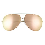 Lilly Pulitzer 66mm Adelia Oversize Polarized Aviator Sunglasses_SHINY GOLD/ PINK MIRROR