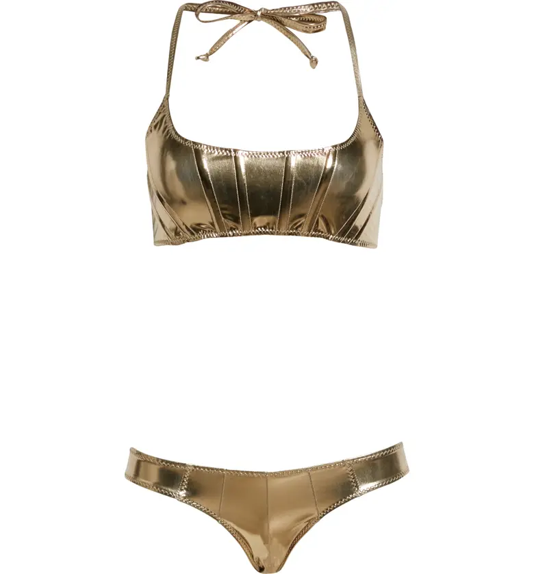  Lisa Marie Fernandez Corset Two-Piece Swimsuit_CPP CHAMPAGNE PVC