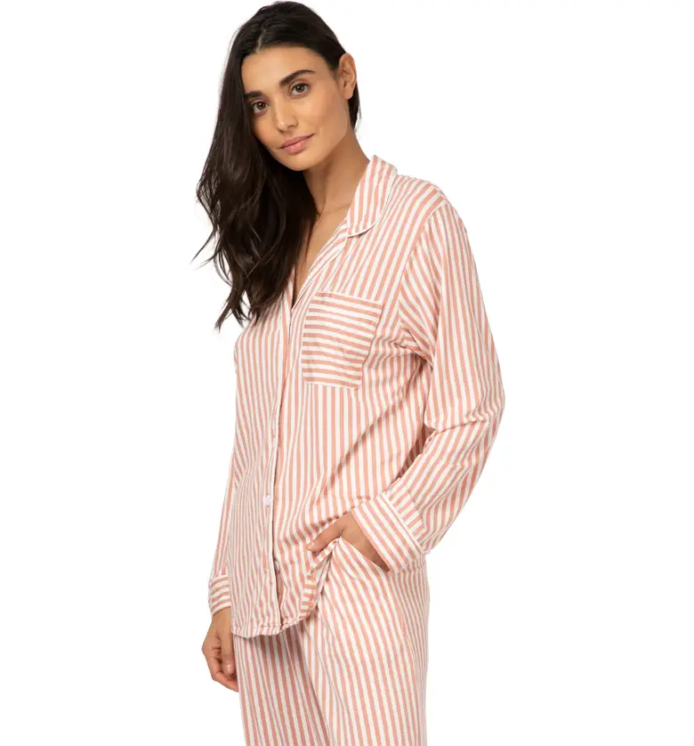  LIVELY The All Day Lounge Shirt_MINI STRIPE SHELL PINK