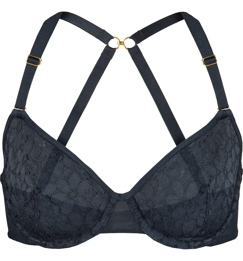 LIVELY The Floral Lace Balconette Bra_NIGHT SKY