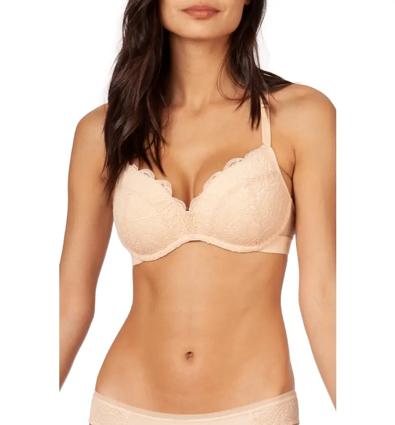 LIVELY The Lace No-Wire Push-Up Bra_TOASTED ALMOND