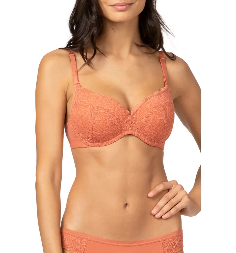 LIVELY The Lace No-Wire Push-Up Bra_TERRACOTTA