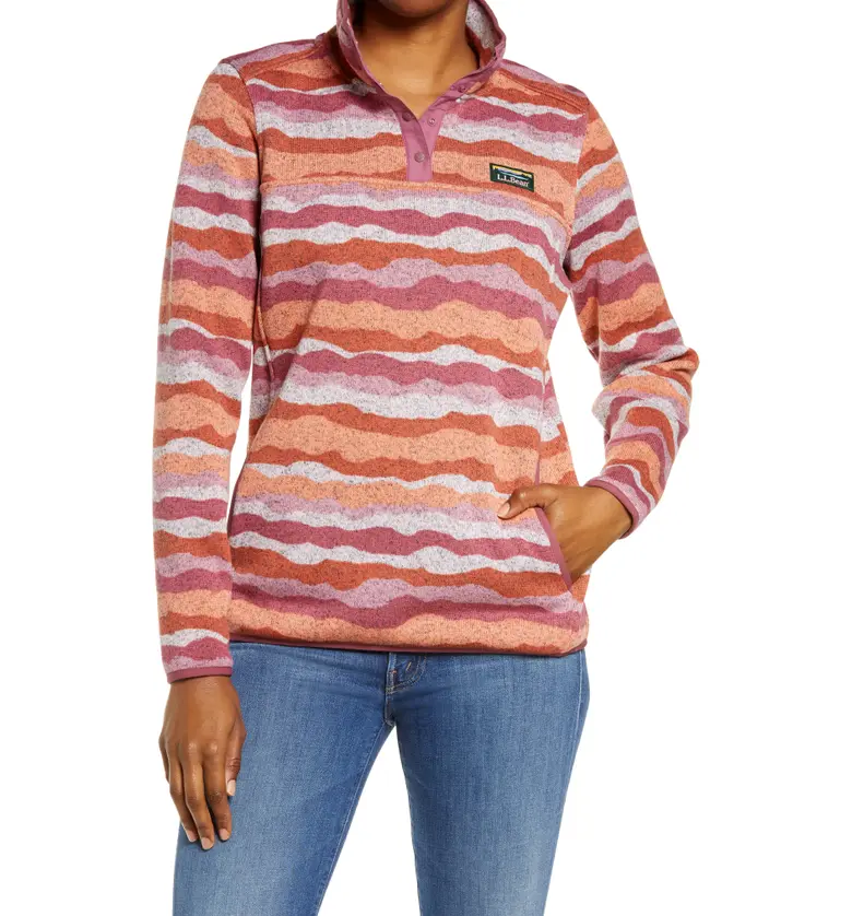 LLBEAN L.L.Bean Pattern Sweater Fleece_DUSTY ORANGE LANDSCAPE