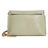 Loewe T Anagram Logo Leather Pouch_4355 LIGHT GREEN/ DARK GOLD