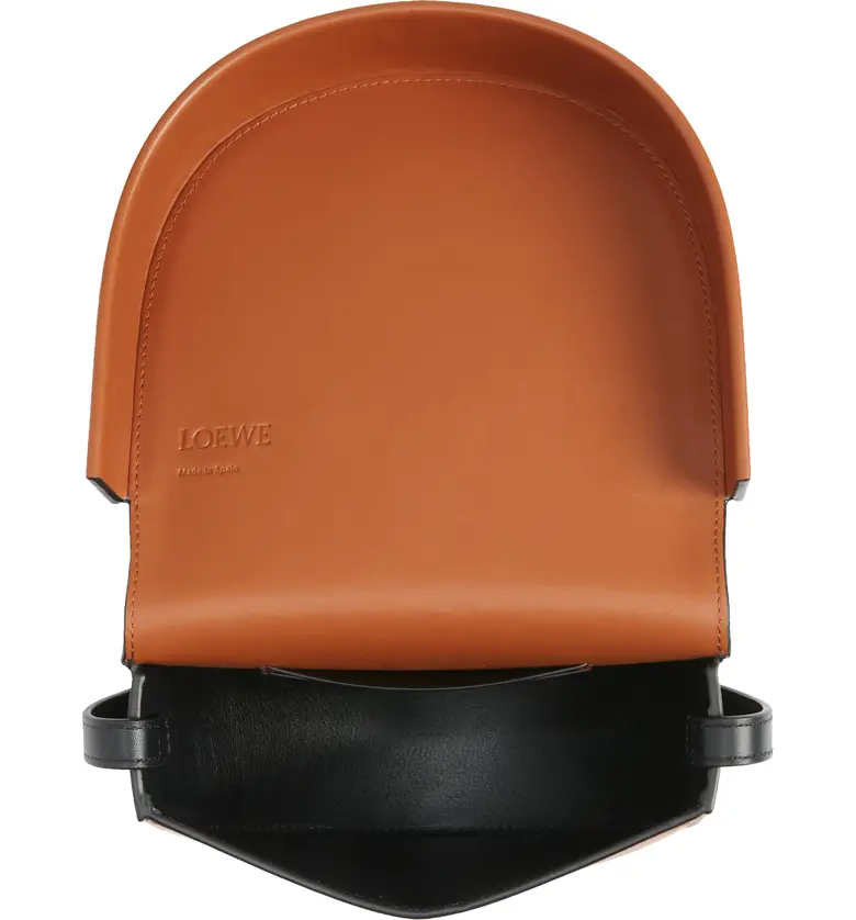 로에베 Loewe Heel Duo Colorblock Leather Bag_DARK TAN/ BLACK