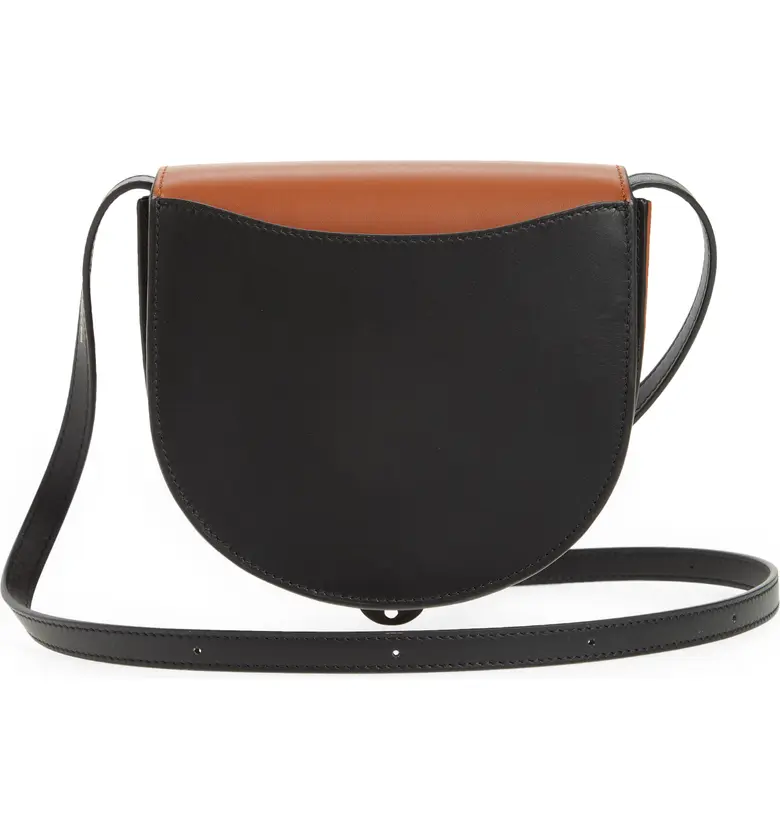 로에베 Loewe Heel Duo Colorblock Leather Bag_DARK TAN/ BLACK