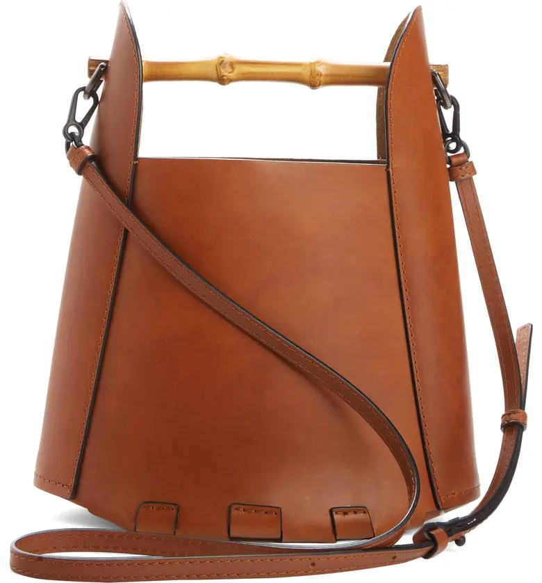 로에베 Loewe Bamboo Handle Leather Bucket Bag_TAN