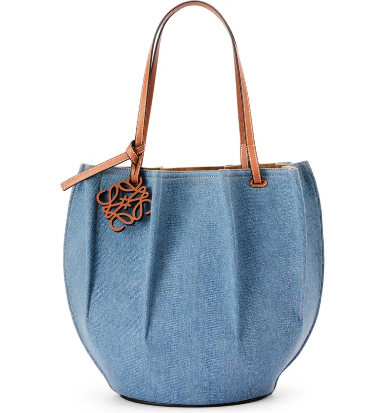 Loewe Shell Denim Tote_WASHED INDIGO/ TAN