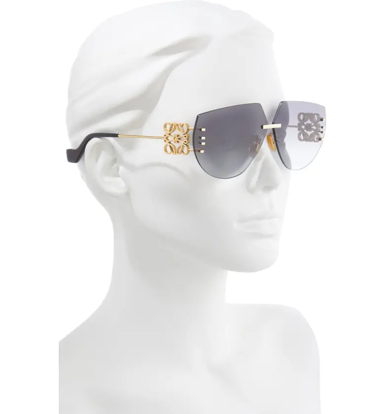 로에베 Loewe 71mm Oversize Rimless Sunglasses_ENDURA GOLD/ SMOKE GRADIENT