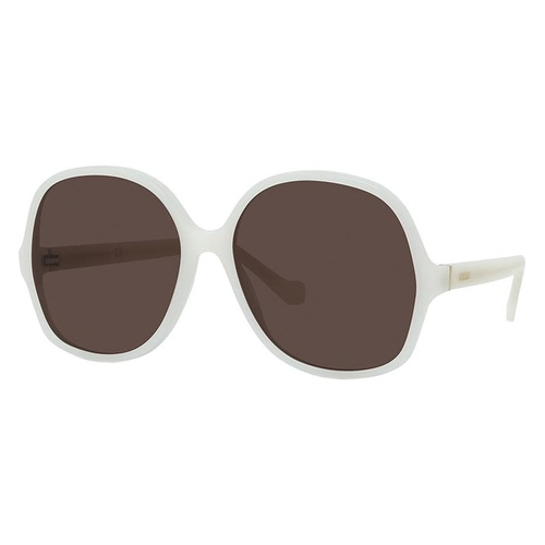 로에베 Loewe 61mm Gradient Round Sunglasses_SHINY MILKY IVORY/ BROWN