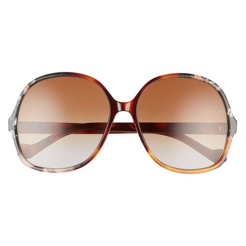 로에베 Loewe 61mm Gradient Round Sunglasses_LIGHT HAVANA/ BROWN GREY