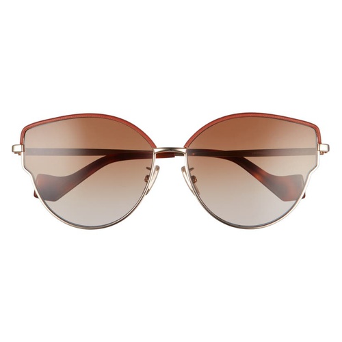 로에베 Loewe 60mm Gradient Butterfly Sunglasses_ROSE GOLD/RED LEATHER/BRWN