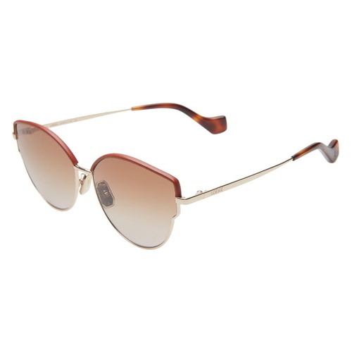 로에베 Loewe 60mm Gradient Butterfly Sunglasses_ROSE GOLD/RED LEATHER/BRWN