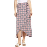 Loveappella Faux Wrap Midi Skirt_NAVY/ CORAL