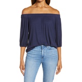 Loveappella Solid Off the Shoulder Top_MIDNIGHT