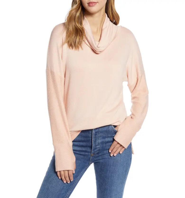 Loveappella Cowl French Terry Pullover_BLUSH