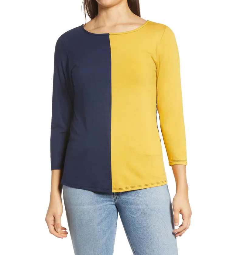 Loveappella Colorblock Top_NAVY/ YELLOW