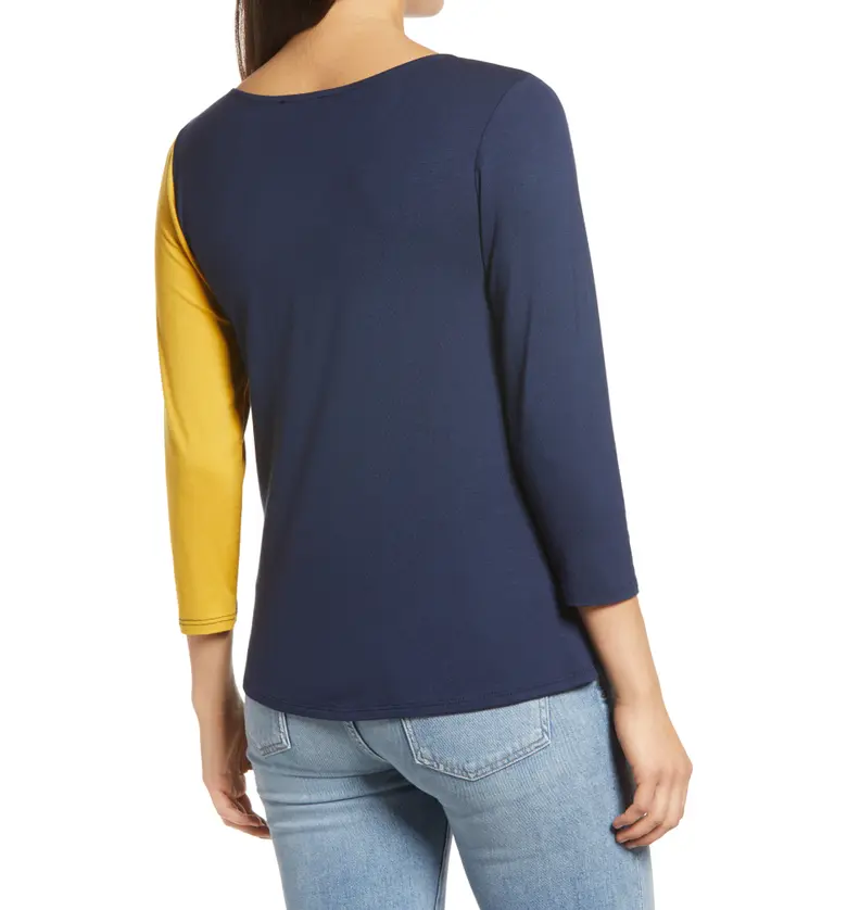  Loveappella Colorblock Top_NAVY/ YELLOW