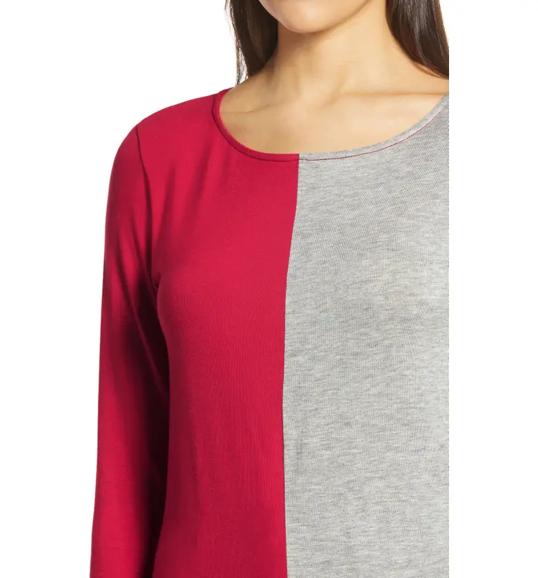  Loveappella Colorblock Top_RED/ H GREY