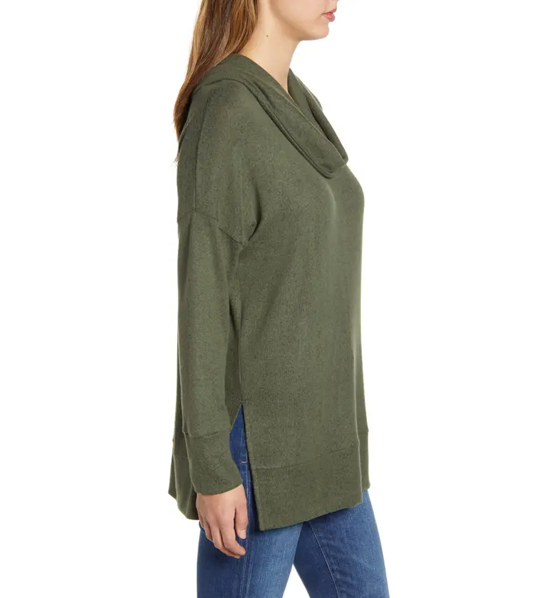  Loveappella Loveapella Cowl Neck Long Sleeve Top_OLIVE