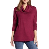 Loveappella Loveapella Cowl Neck Long Sleeve Top_BURGUNDY