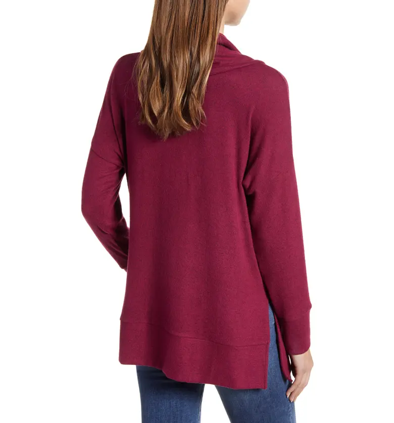  Loveappella Loveapella Cowl Neck Long Sleeve Top_BURGUNDY