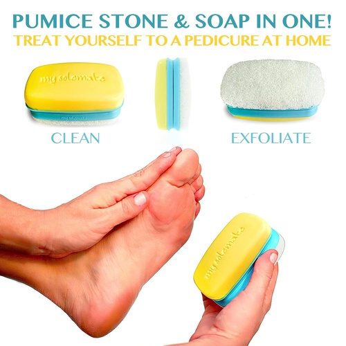  LOVE, LORI Foot Scrubber Pumice Stone for Feet by Love Lori - 2 in 1 Moisturizing Soap and Callus Remover - Lemongrass Cracked Heel Treatment Foot Exfoliator